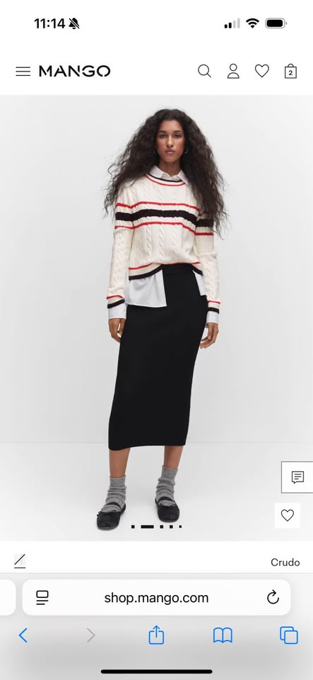 Mango Cable-Knit Striped Sweater – Size XS (fits like S) - photo 2