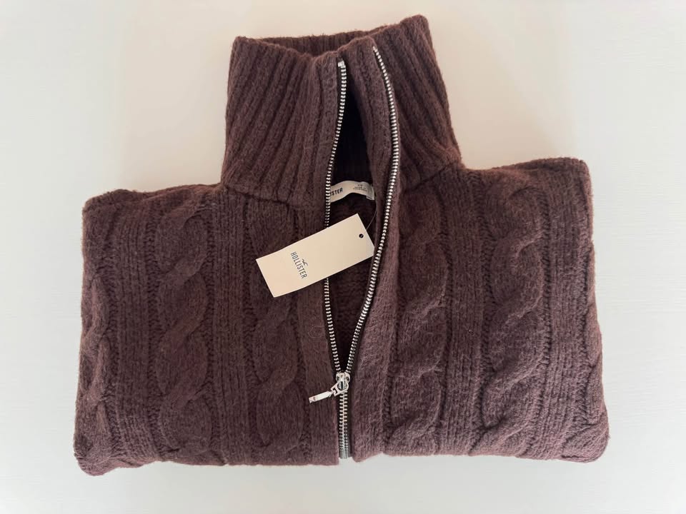Hollister Cloud Zip-Up Cable-Knit Sweater NEW!! - photo 3
