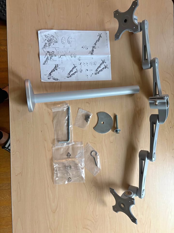 Dual LCD Arm- Grommet mounting(silver colour)