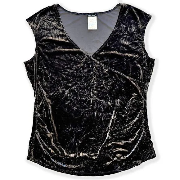 Vintage 90s Y2K Crushed Velvet Wrap Top thumbnail
