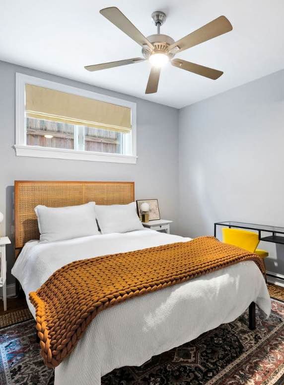 IKEA Full Sized Mattress, Target Rattan Headboard & Bed