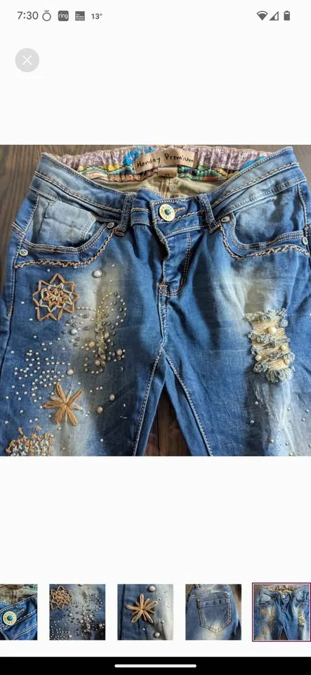 MONDAY PREMIUM Women's Skinny Jeans - With Embellishment And Emb image indicator(5)