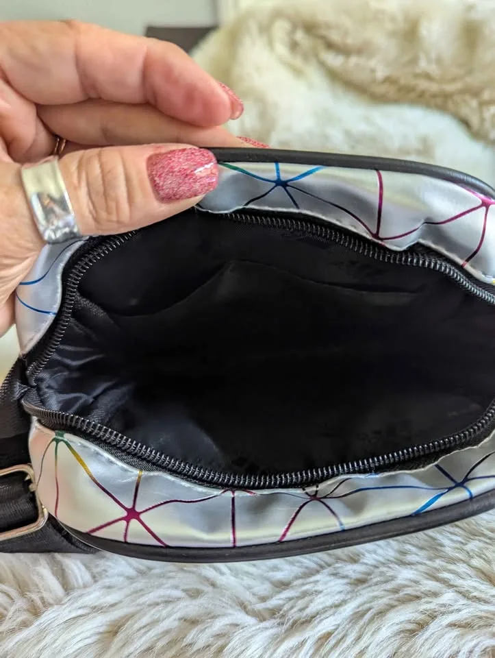 🩶Adidas Silver Crossbody Bag – Colorful Design | Spacious & Styl image indicator(3)