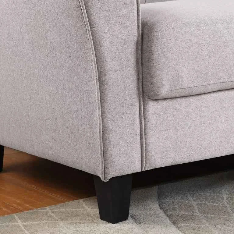 Euroco 35" Modern Couch Armchair Linen Sofa, Light Gray image indicator(4)