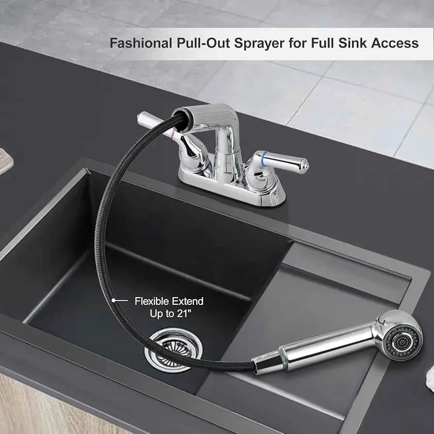 Utility Sink Faucet with Sprayer, Laundry Room Faucet image indicator(2)