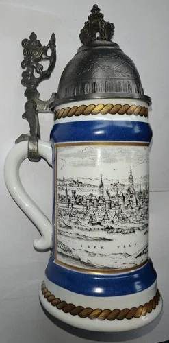 Vintage München Beer Stein Germany Pewter Lid image indicator(2)