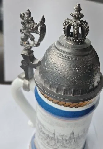 Vintage München Beer Stein Germany Pewter Lid image indicator(3)