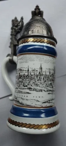 Vintage München Beer Stein Germany Pewter Lid image indicator(6)
