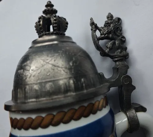 Vintage München Beer Stein Germany Pewter Lid image indicator(7)