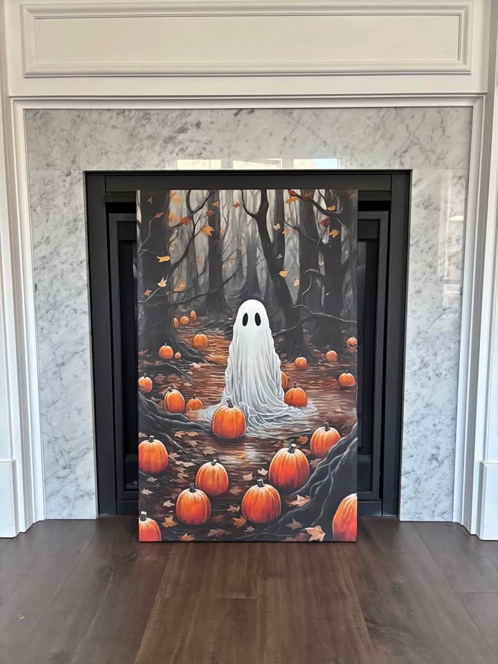 Large Pumpkin Patch Ghost Canvas-Ready To Hang