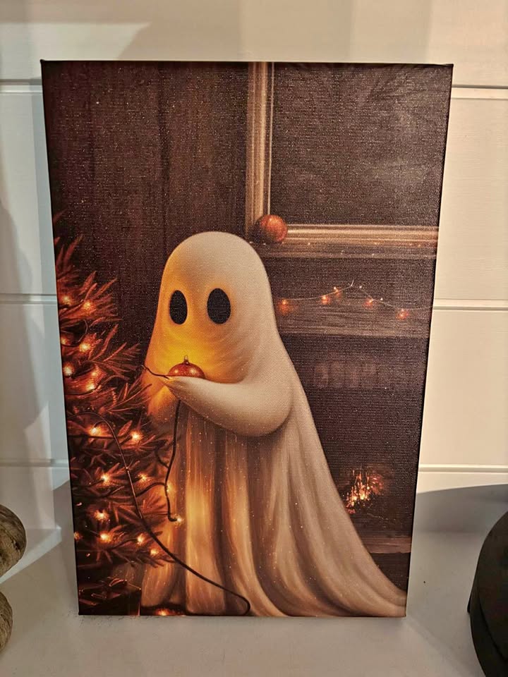 Christmas Tree Ghost Canvas Wall Art