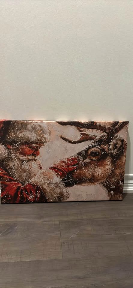 Santa And His Reindeer Canvas Wall Art-Ready To Hang - photo 2
