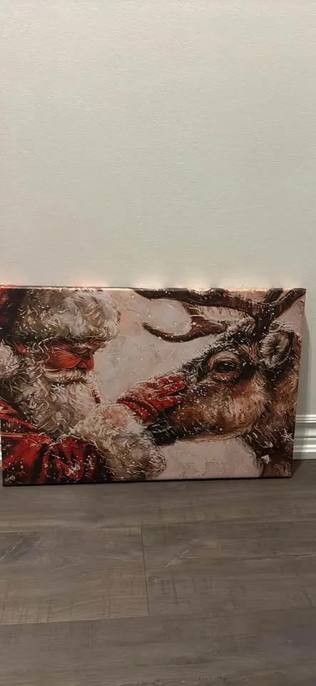 Santa And His Reindeer Canvas Wall Art-Ready To Hang image indicator(2)