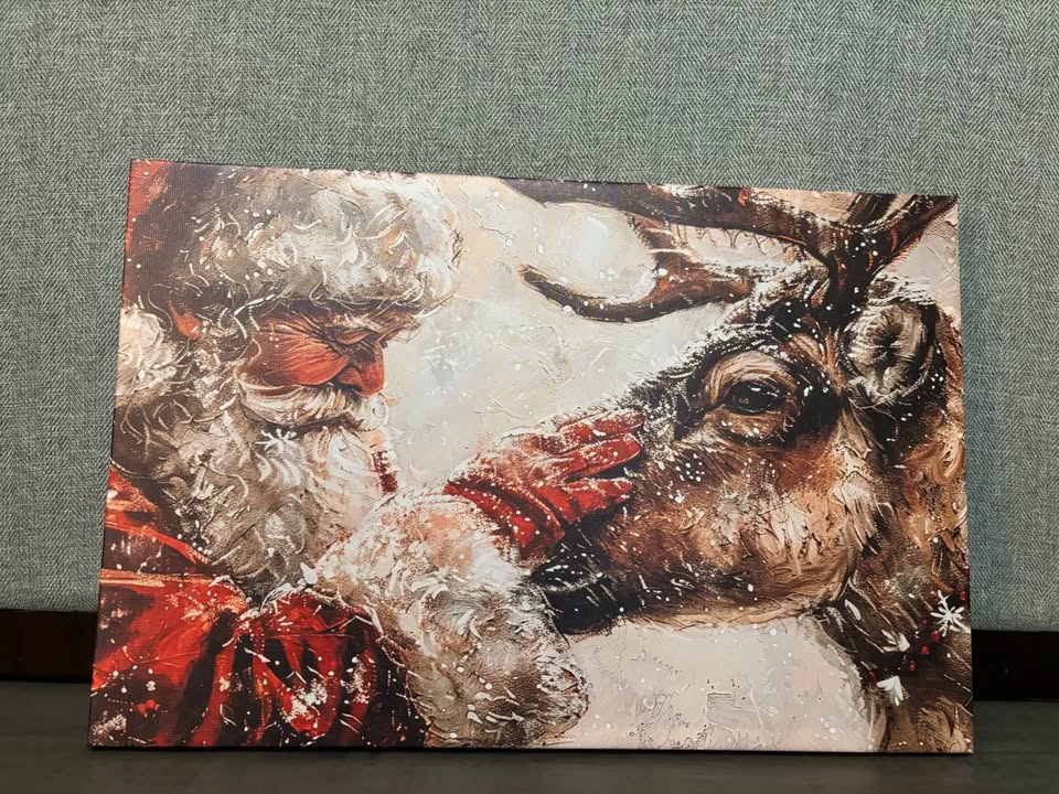 Santa And His Reindeer Canvas Wall Art-Ready To Hang - photo 4