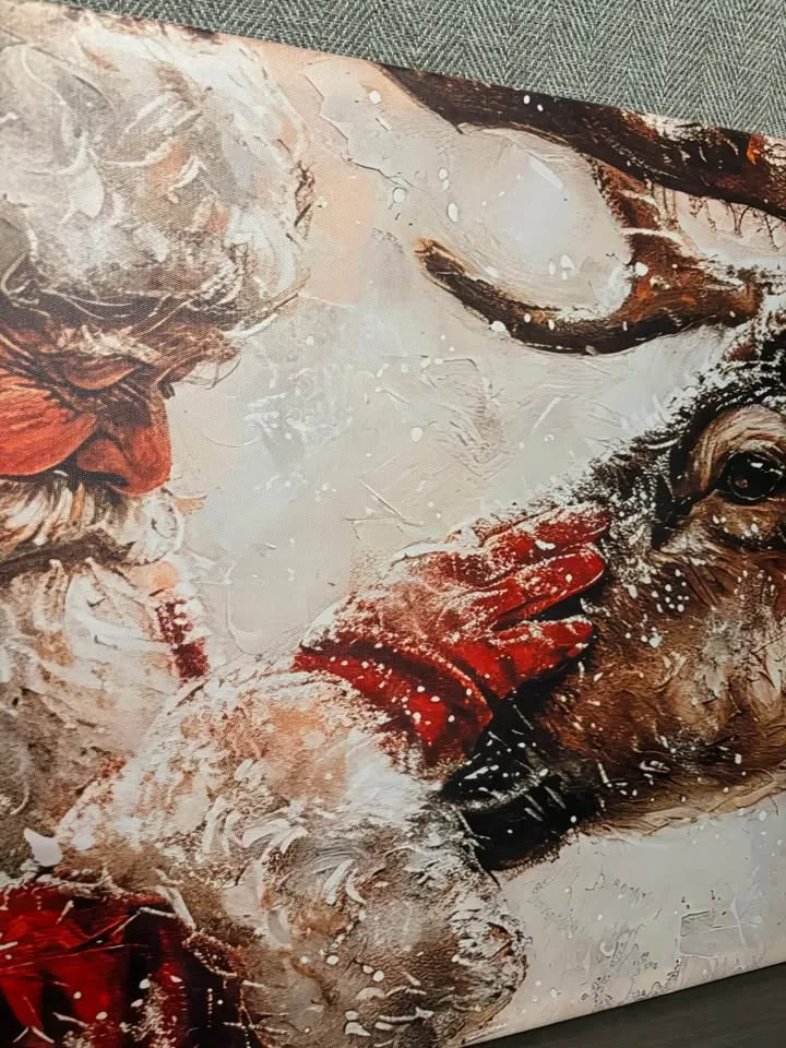 Santa And His Reindeer Canvas Wall Art-Ready To Hang image indicator(7)