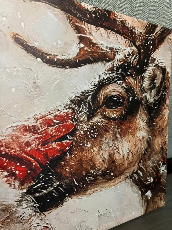 Santa And His Reindeer Canvas Wall Art-Ready To Hang image indicator(8)