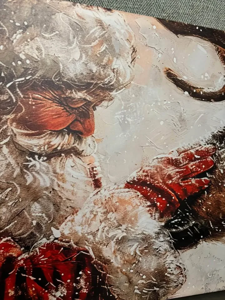 Santa And His Reindeer Canvas Wall Art-Ready To Hang image indicator(9)