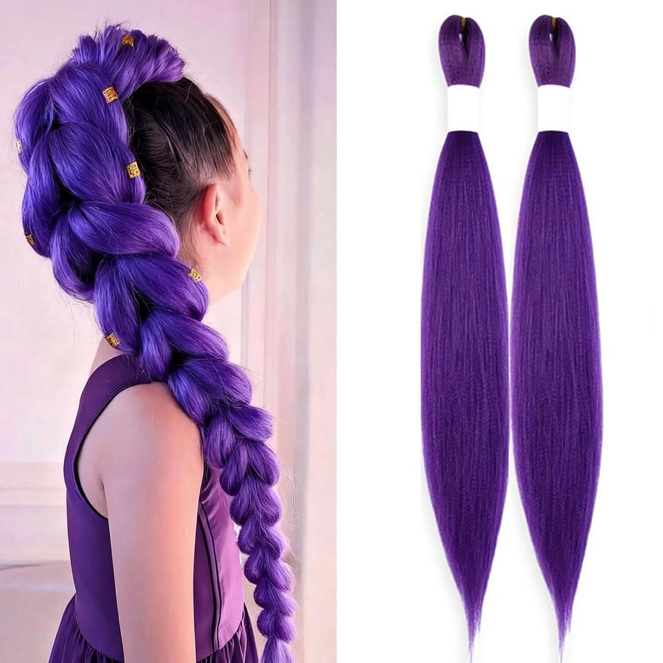 New~Purple Hair Extensions, Synthetic, 24 Inch(2 PK)