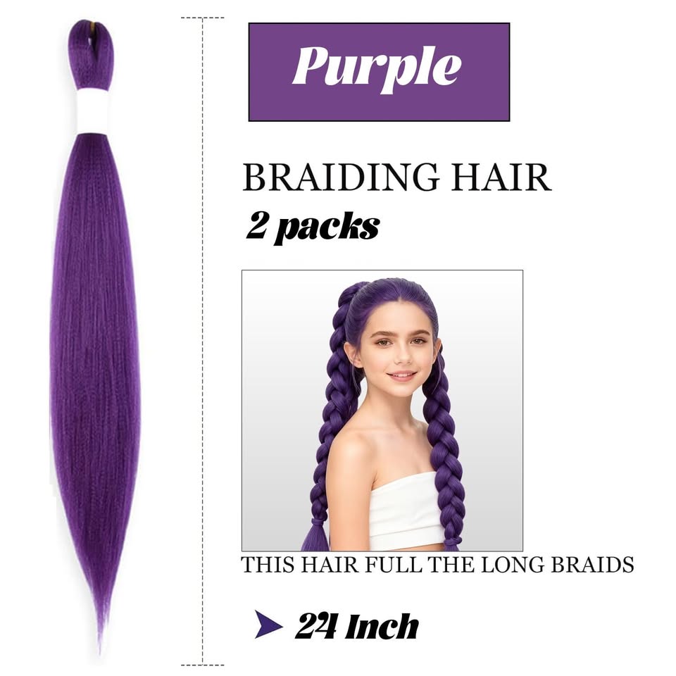New~Purple Hair Extensions, Synthetic, 24 Inch(2 PK) - photo 2