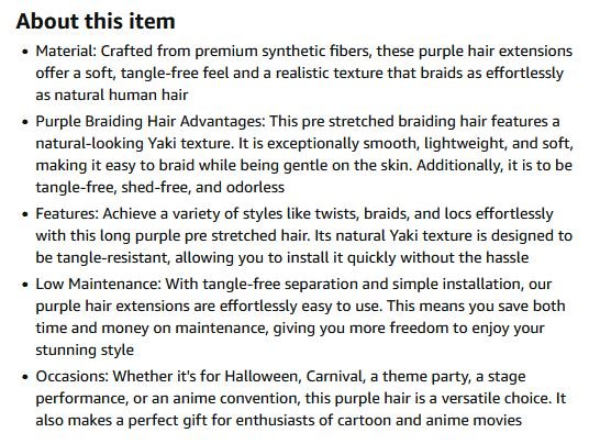 New~Purple Hair Extensions, Synthetic, 24 Inch(2 PK) - photo 5