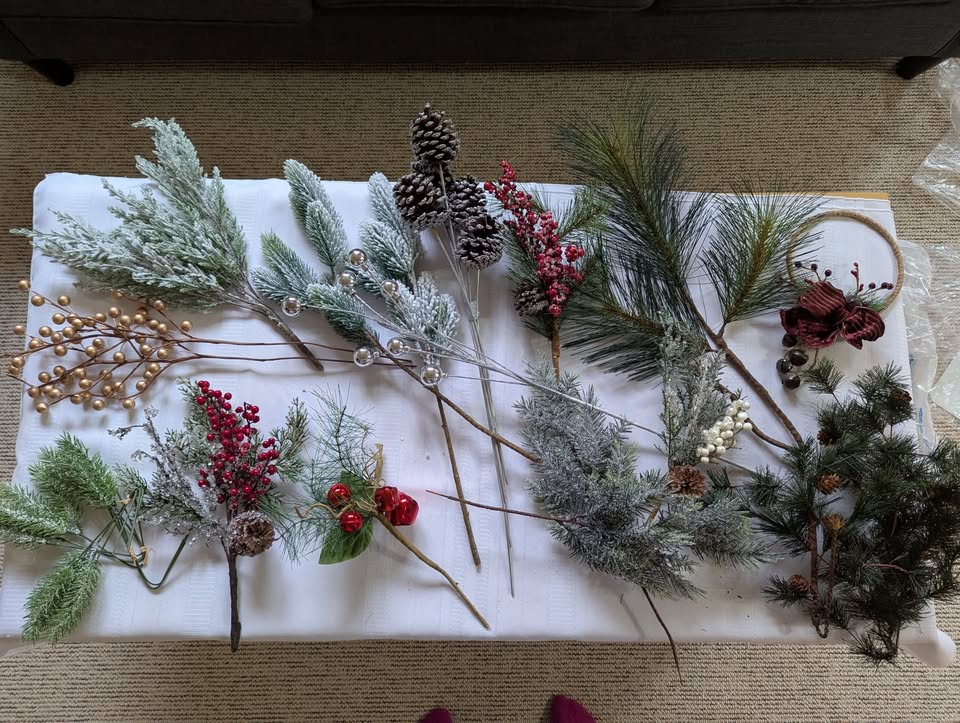 Faux Spruce, Pine Cones & Seasonal Stems