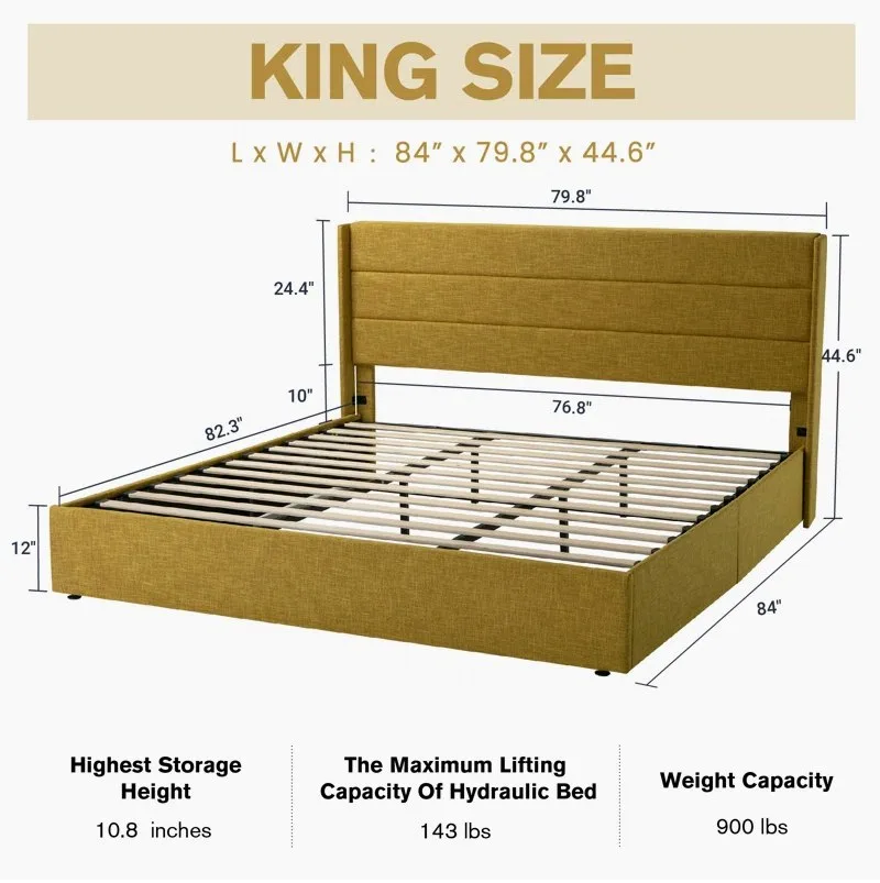 King Size Bed Frame with Storage image indicator(3)