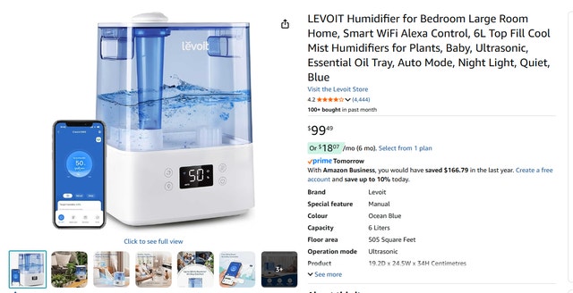 Levoit VeSync Classic 300S Ultrasonic Smart Humidifier – 6L, App