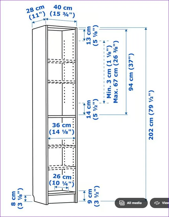 Bookcase IKEA BILLY White (40×28×202 cm) image indicator(5)