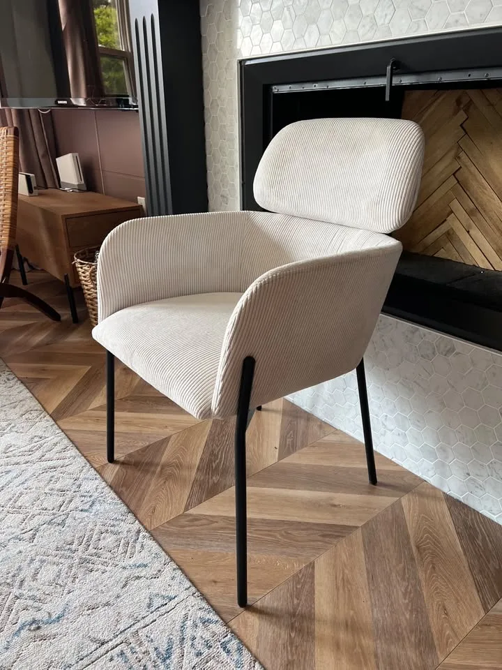 Corduroy Armchair w/ matte black legs image indicator(2)