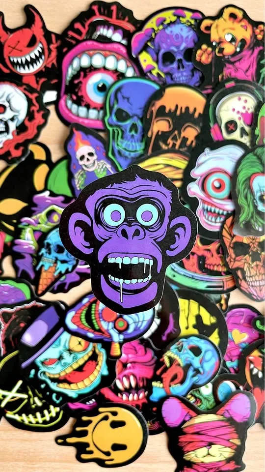 Pack of 50 Goth Skull Face Stickers image indicator(3)