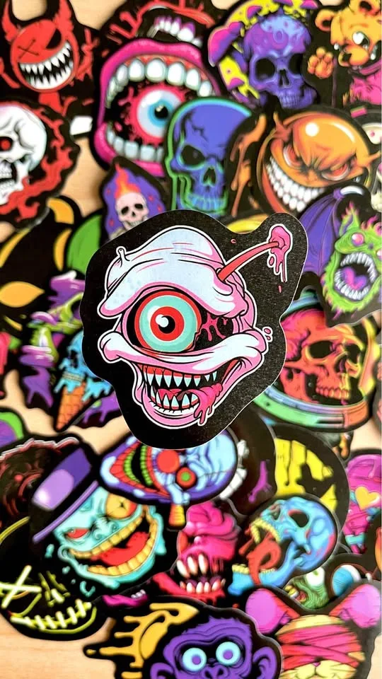 Pack of 50 Goth Skull Face Stickers image indicator(5)