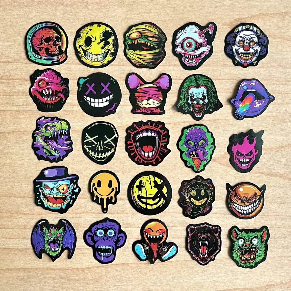 Pack of 50 Goth Skull Face Stickers image indicator(8)