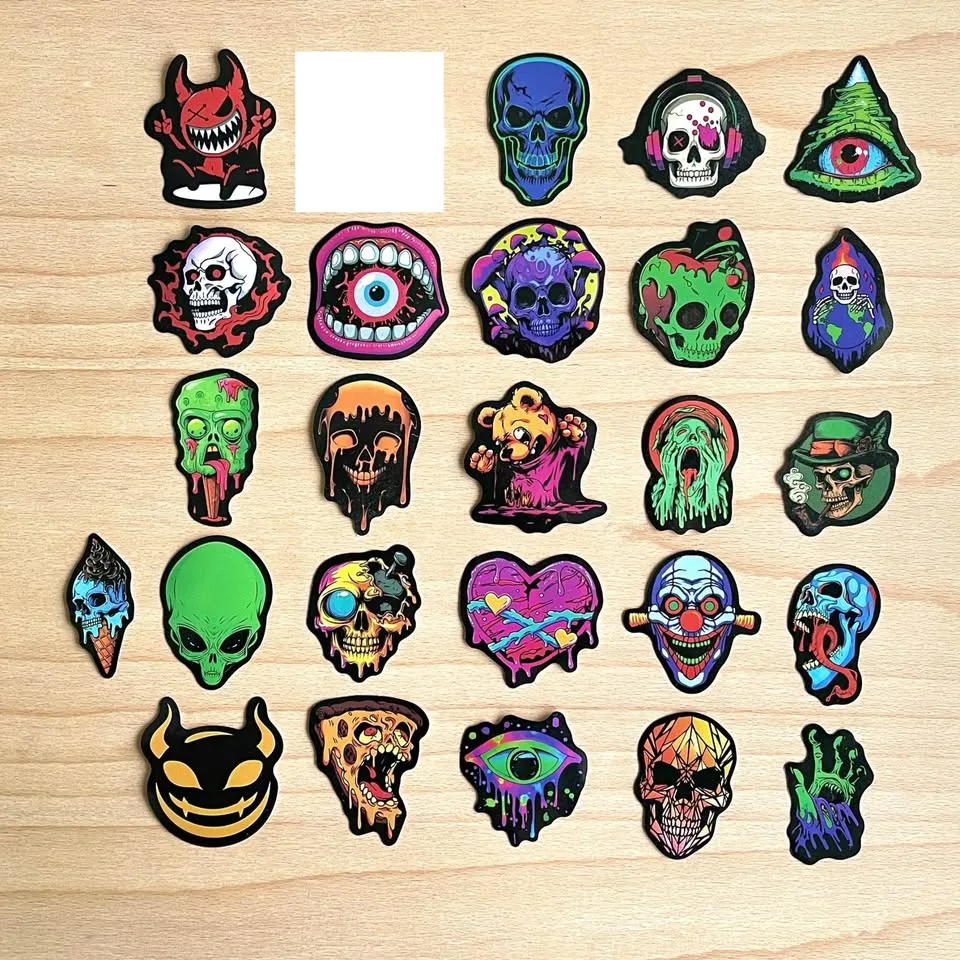 Pack of 50 Goth Skull Face Stickers image indicator(9)