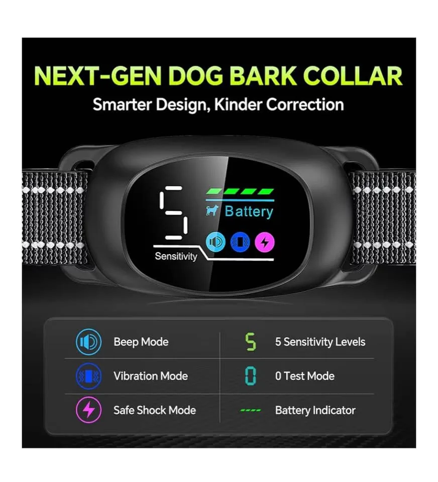 NEW! Anti Bark Dog Collar Adjustable Size With Remote Tag image indicator(3)