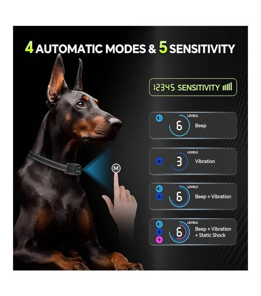 NEW! Anti Bark Dog Collar Adjustable Size With Remote Tag image indicator(5)