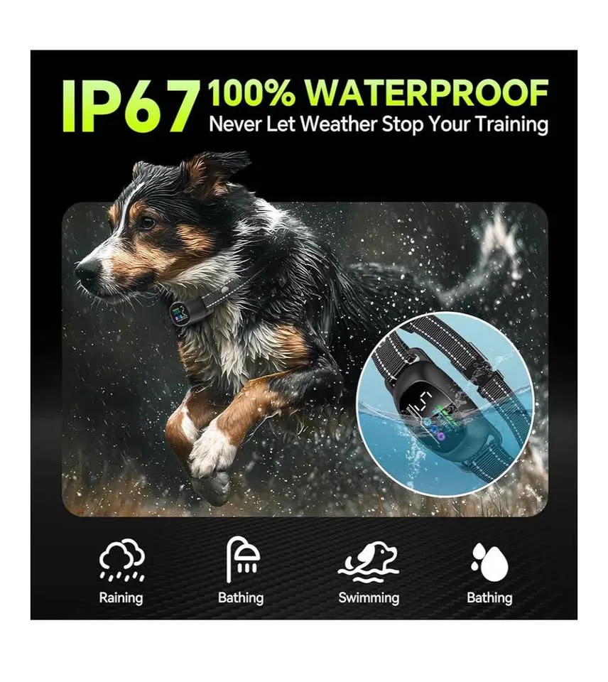 NEW! Anti Bark Dog Collar Adjustable Size With Remote Tag image indicator(6)