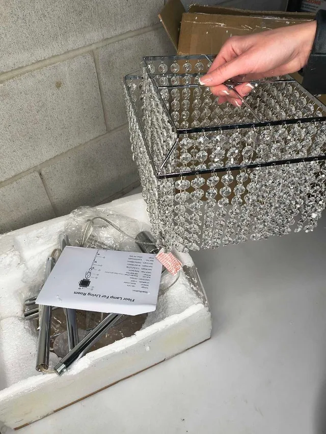 Crystal Floor Lamp with Elegant Double-Layer Shade – 62” image indicator(2)