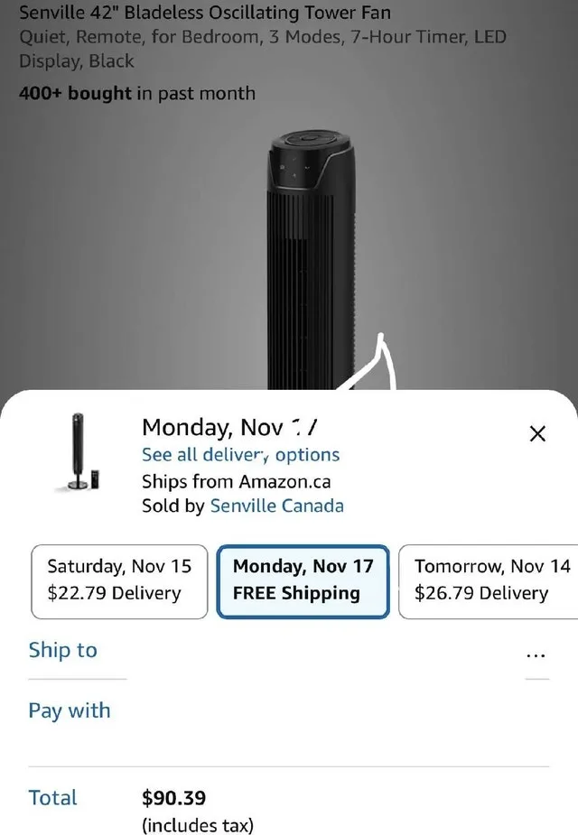 Senville SENTF-19JRA Tower Fan – Adjustable Height thumbnail