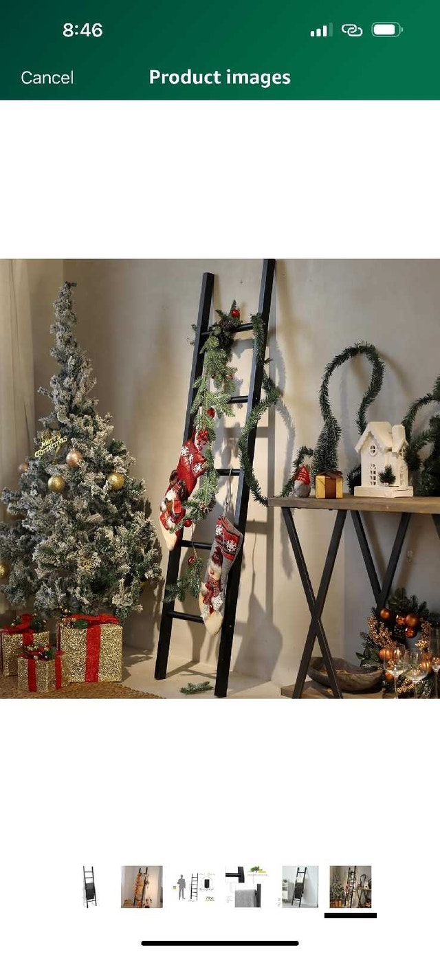 FUIN Rustic Farmhouse Wooden Ladder