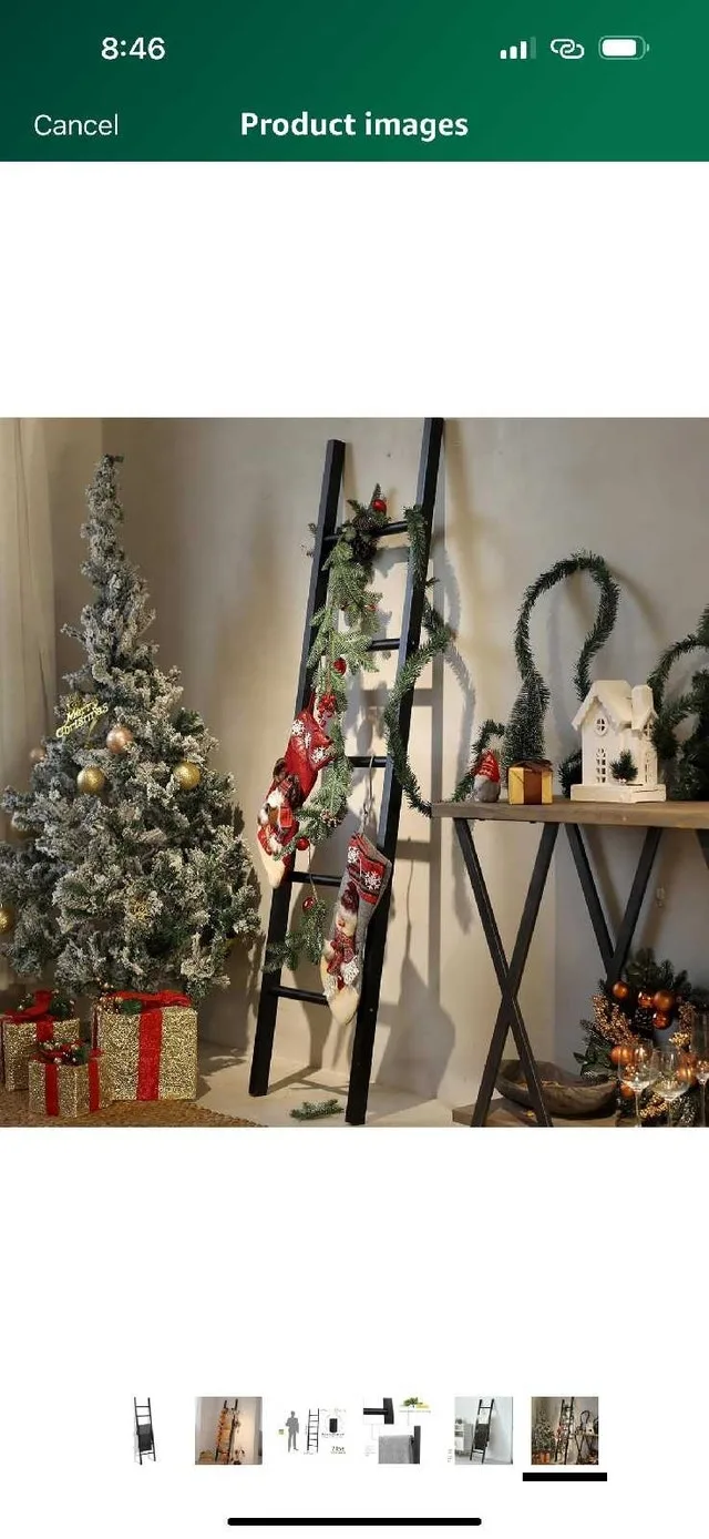 FUIN Rustic Farmhouse Wooden Ladder thumbnail