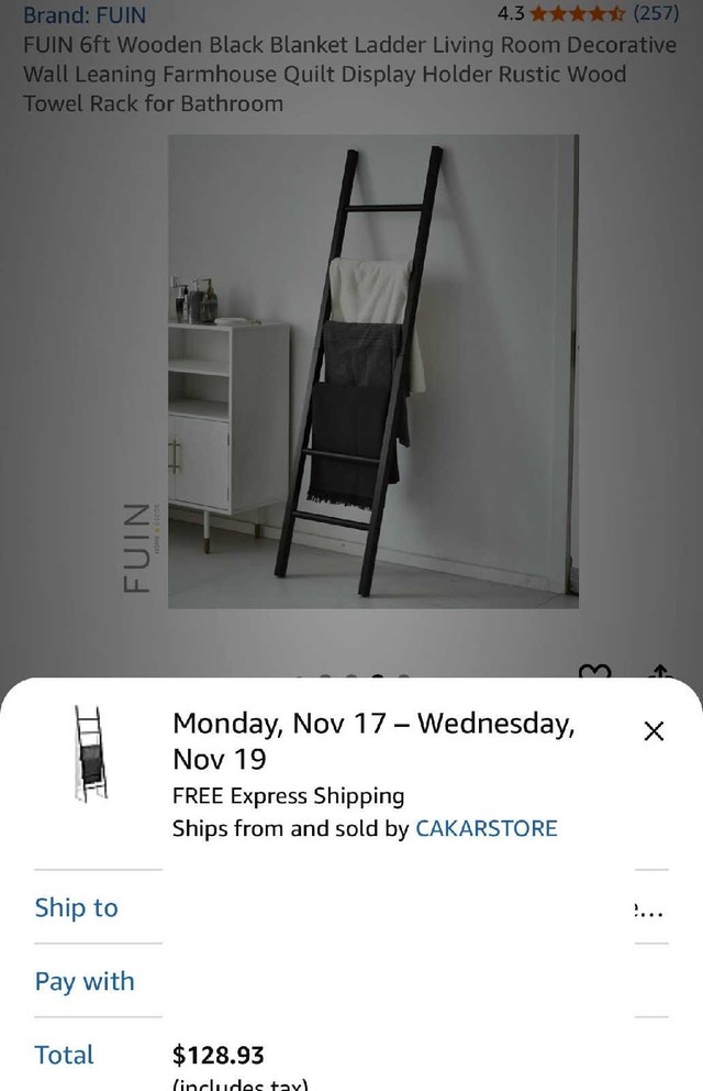 FUIN Rustic Farmhouse Wooden Ladder - photo 2