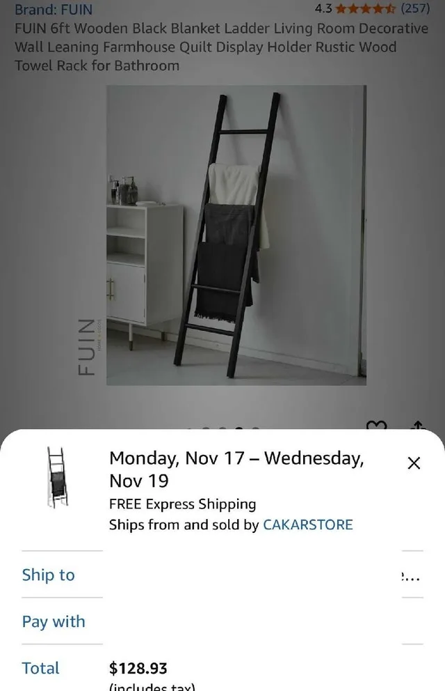 FUIN Rustic Farmhouse Wooden Ladder image indicator(2)