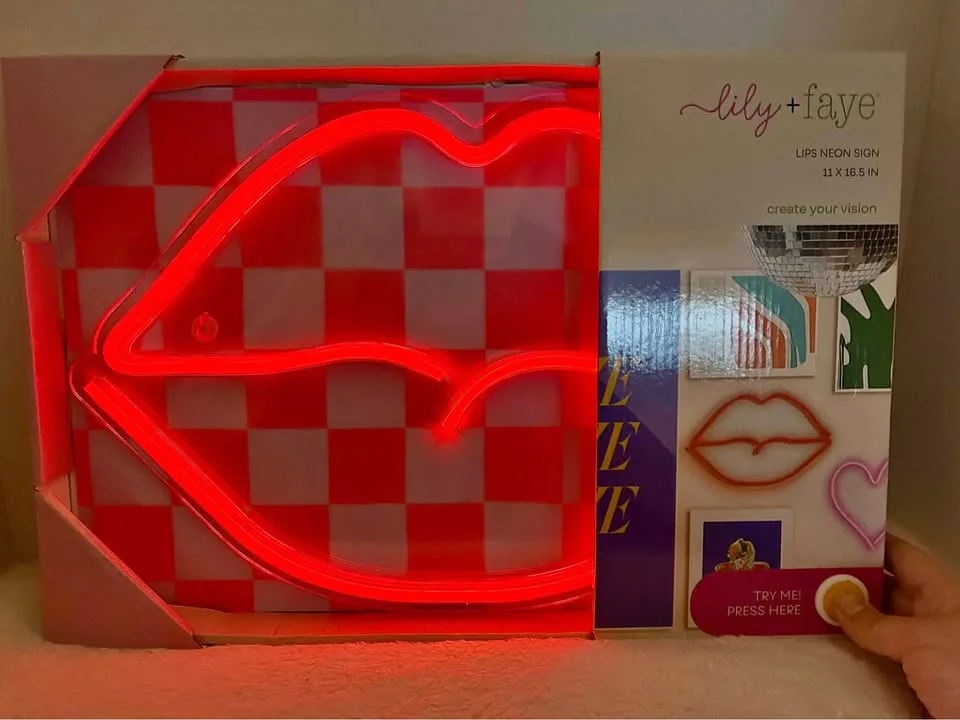 Neon Lips Sign Red Sexy Letrero Labios Neón Rojo thumbnail