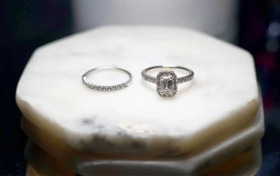 HELZBERG Diamond Wedding Ring Set 14K White Gold 1 1/4 ct