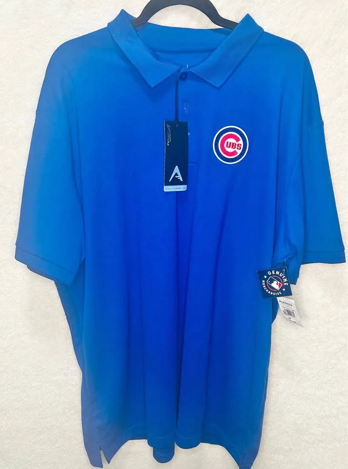 NWT Antigua Chicago Cubs Era Polo Sz 2X Cubby Blue thumbnail