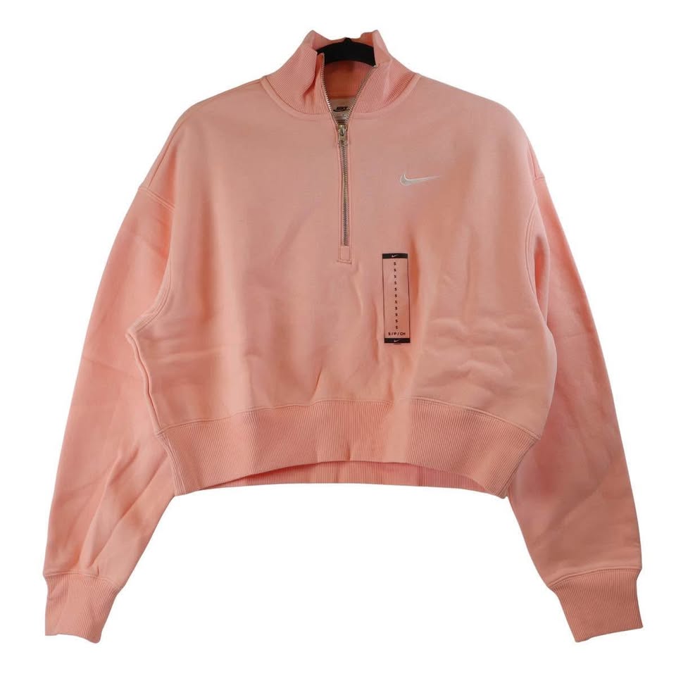 NWT Women's Nike Oversized Half-Zip Fleece Size S Crop Sweatshir - photo 3