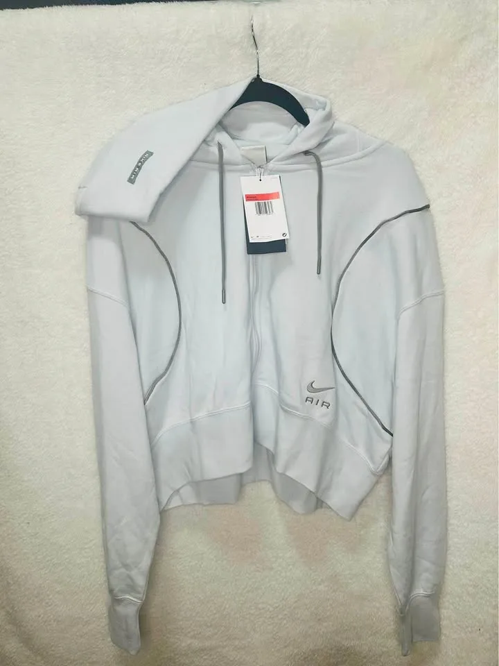 NWT Nike Air Full-zip Fleece Hoodie Womens Blue/Gray Size L thumbnail