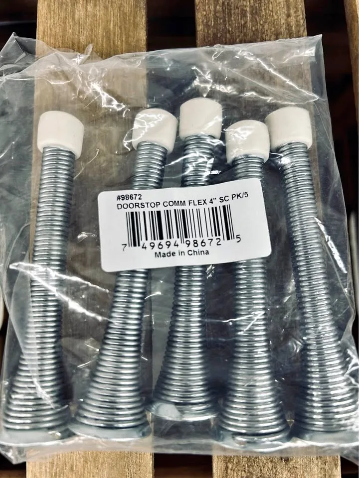 NIP Door Stop 5 Pack 4 In. Spring Steel Satin Chrome Heavy Duty thumbnail