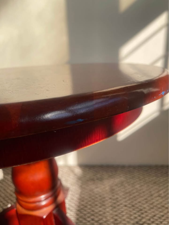 Round Wooden Accent Table – Classic Cherry Finish - photo 4