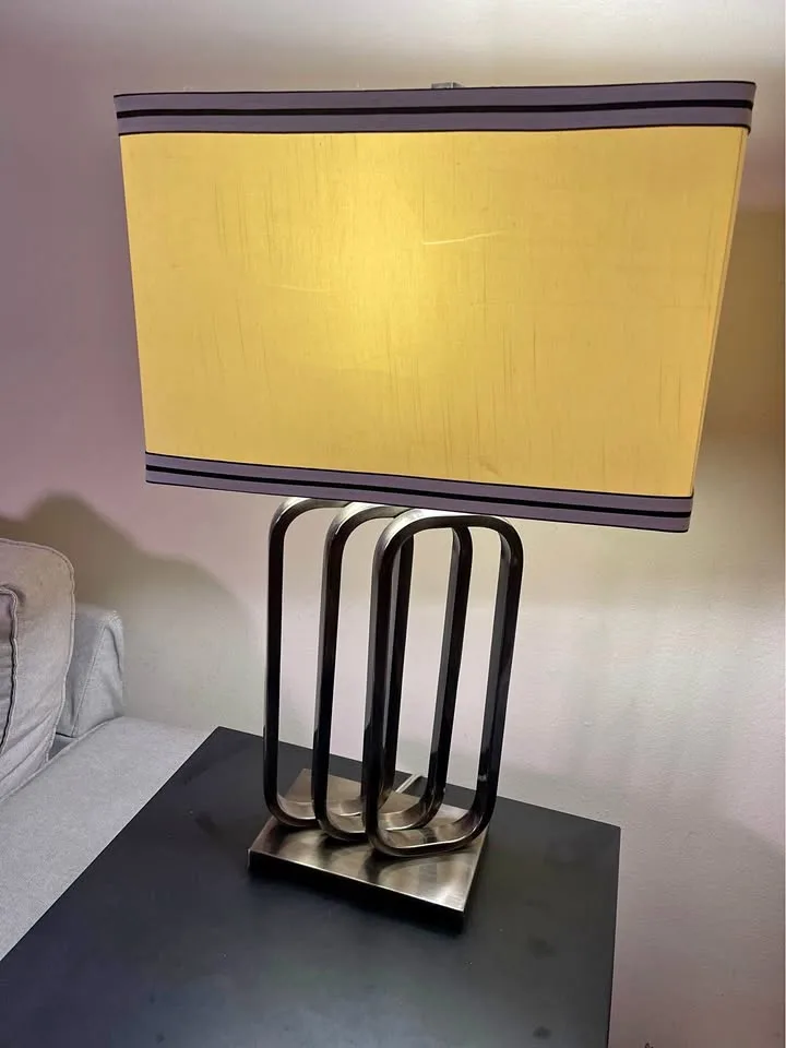 Modern Metal Table Lamp with Rectangular Shade thumbnail